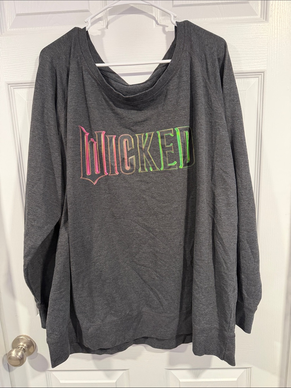 Wicked Graphic Long-Sleeve Top - Dark Gray with Neon Print